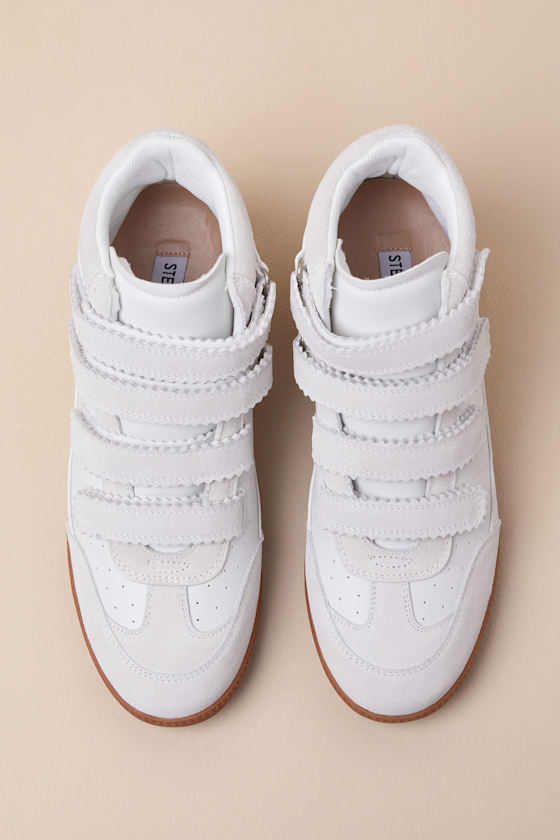 【Steve Madden】 MUSTANG スニーカー White Suede Steve Madden Mustang - White Suede Sneakers - Velcro