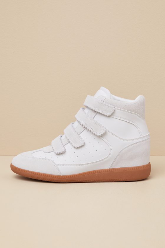 Steve Madden Mustang White Suede High-top Wedge Sneakers In White