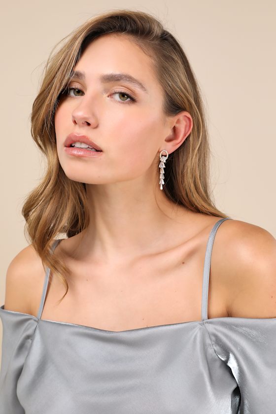 Estrelle Gold Rhinestone Drop Earrings