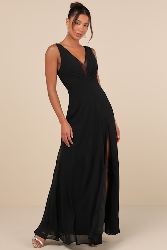 Lulus Simply Immaculate Black Backless Maxi Dress In Black