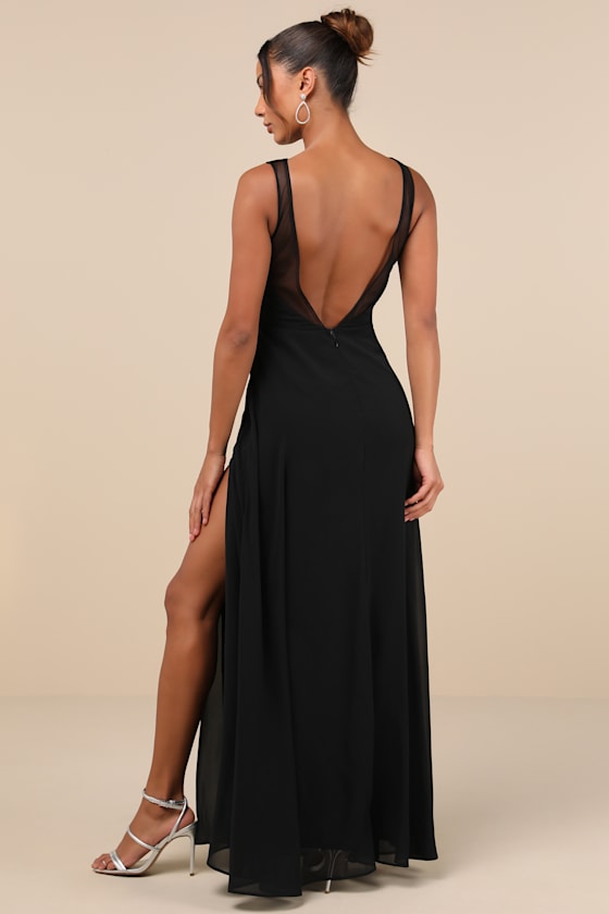 Lulus Simply Immaculate Black Backless Maxi Dress In Black