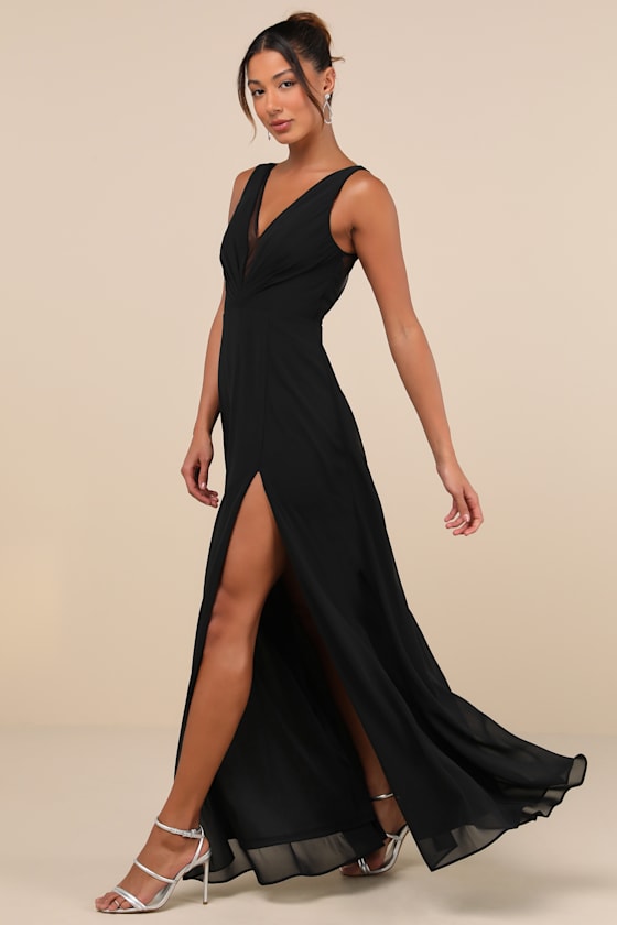 Lulus Simply Immaculate Black Backless Maxi Dress In Black
