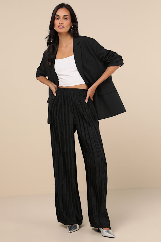 Black Pleated Pants WideLeg Pants Plisse Pleated Pants Lulus — free download