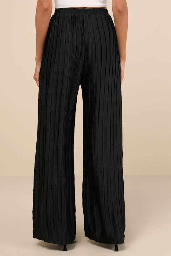 Lulus Majorly Envied Black Pleated Wide-leg Pants In Black
