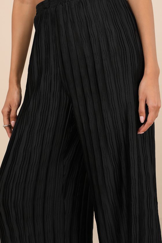 Lulus Majorly Envied Black Pleated Wide-leg Pants In Black