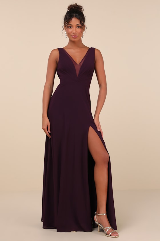 Lulus Simply Immaculate Dark Purple Backless Maxi Dress In Purple