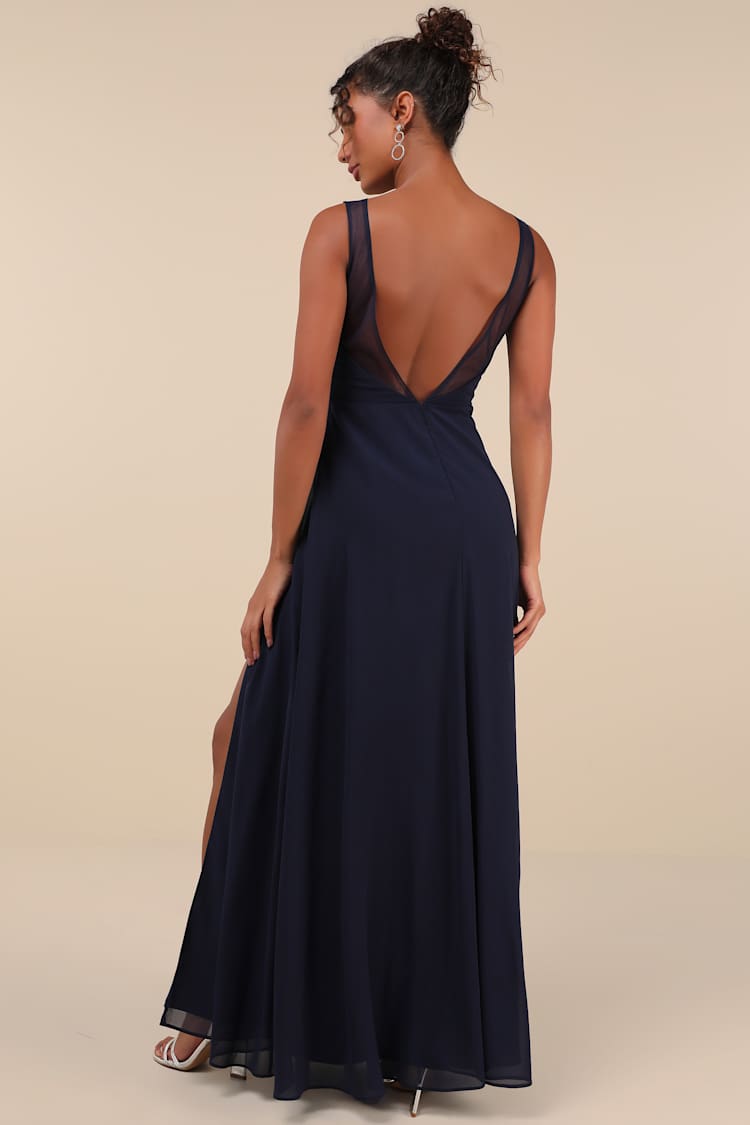 Simply Immaculate Navy Blue Backless Maxi Dress