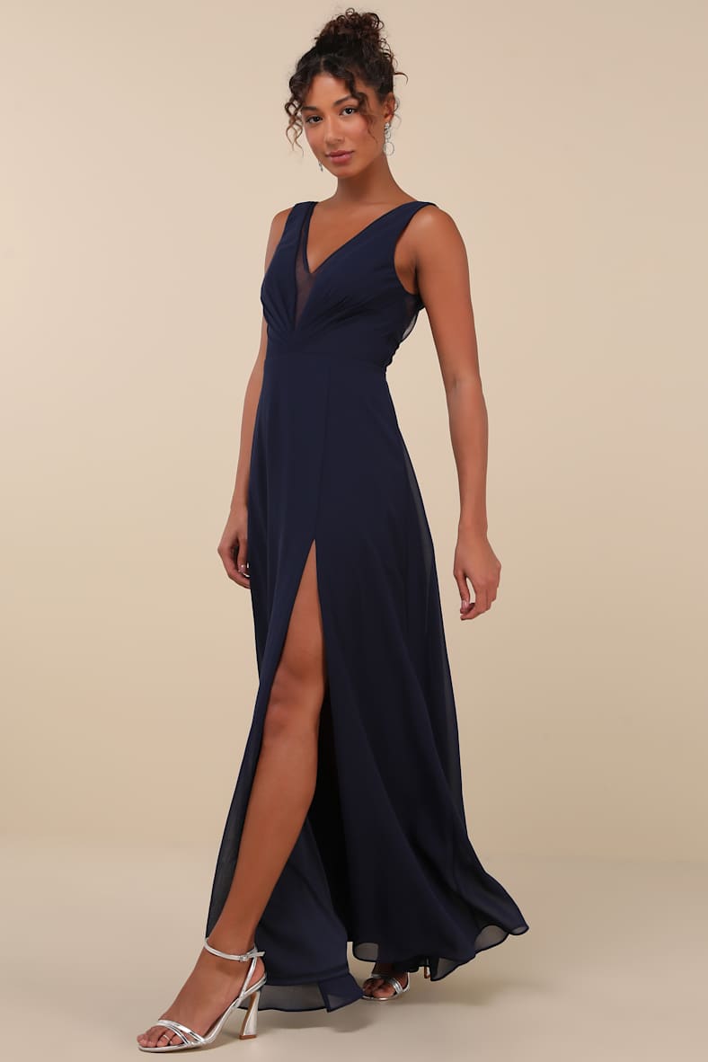 Simply Immaculate Navy Blue Backless Maxi Dress