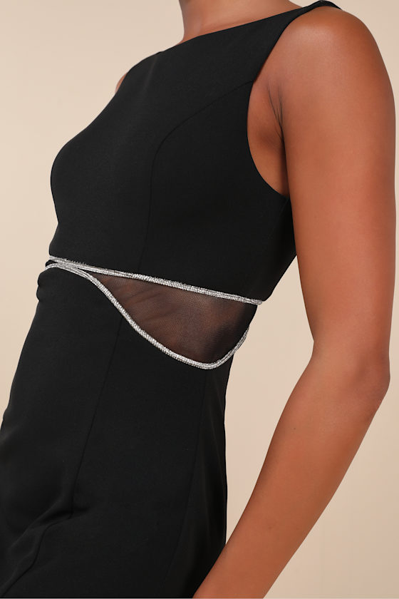 Lulus Glamorous Invite Black Rhinestone Maxi Dress In Black