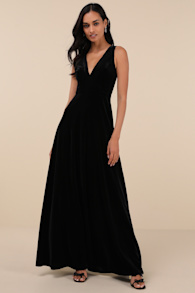 Beautiful Night Black Velvet Sleeveless Maxi Dress 8