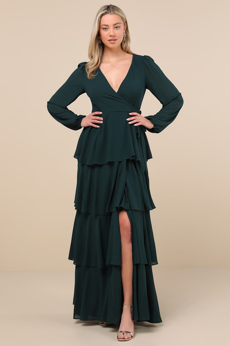 fitted lace wedding dress Baltic Born Womens Lavinia Ruffle Maxi Dress | Rust + Green Floral