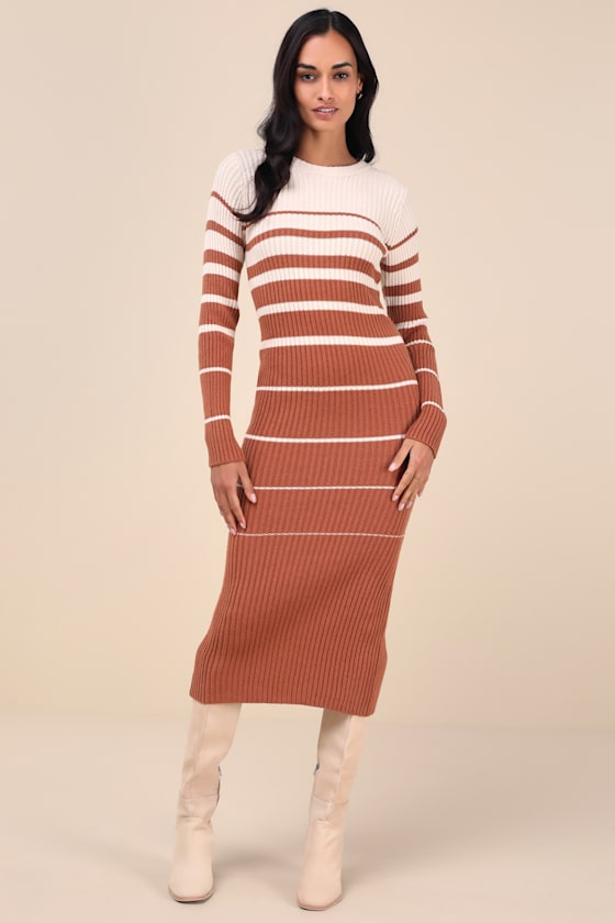 Henry Striped Midi Dress - Beige Black - Petal & Pup USA