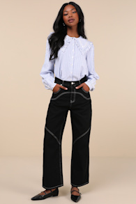 Coveted Element Black Twill Carpenter Pants