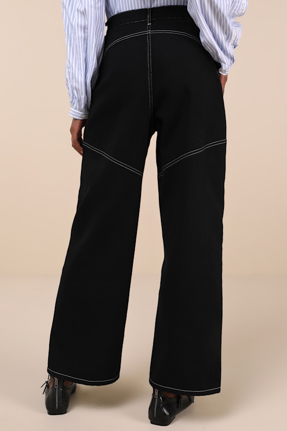Lulus Coveted Element Black Twill Carpenter Pants In Black