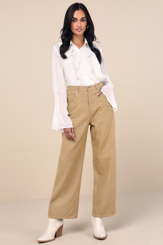 LULUS COVETED ELEMENT TAN TWILL CARPENTER PANTS