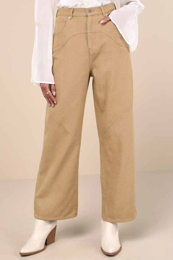 LULUS COVETED ELEMENT TAN TWILL CARPENTER PANTS