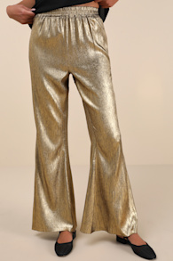 Party Personality Gold Textured Flare Pants 6