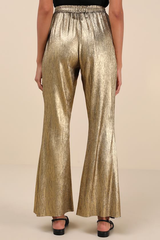 Party Personality Gold Textured Flare Pants 7
