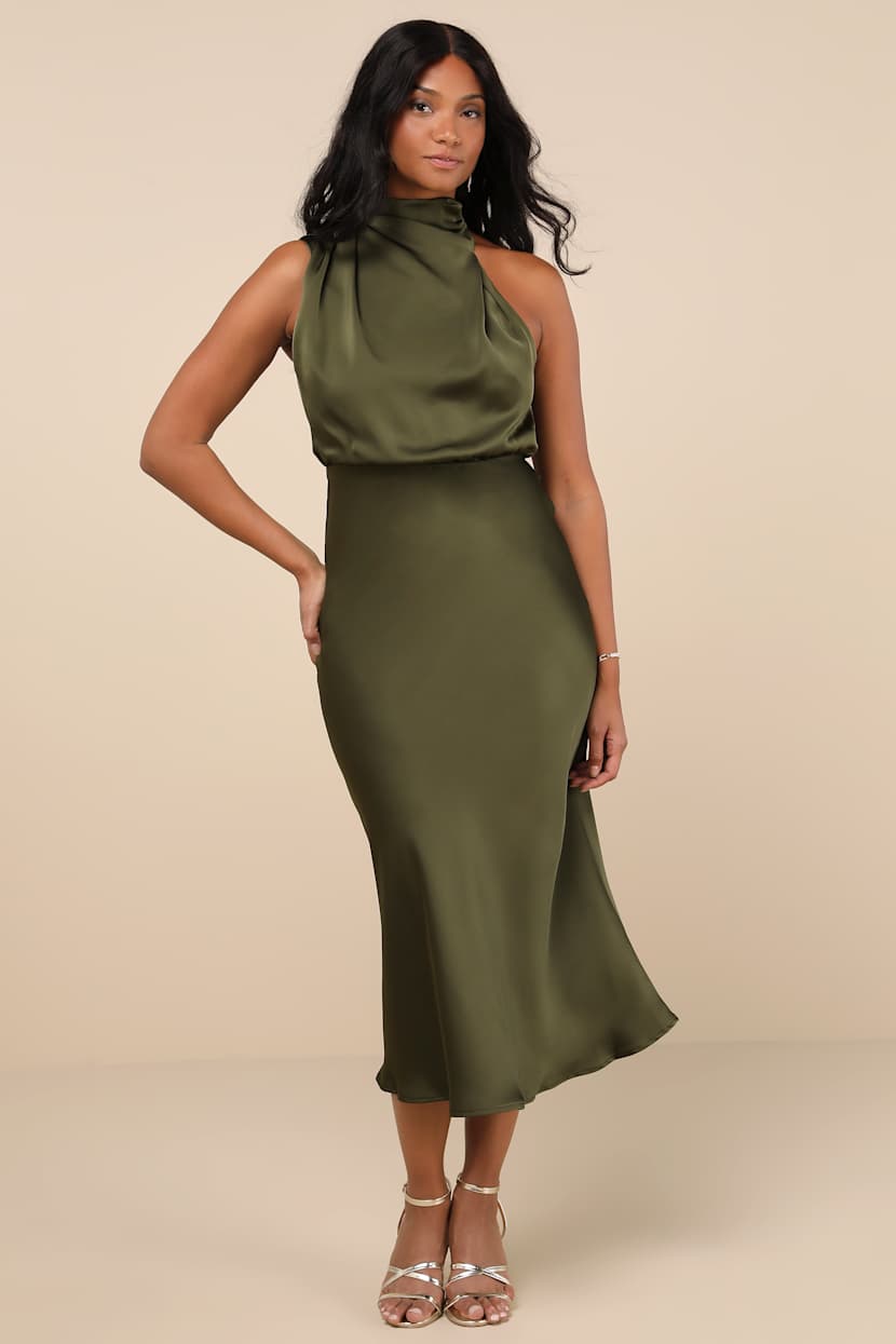 Hip Olive Green Asymmetrical Dress
