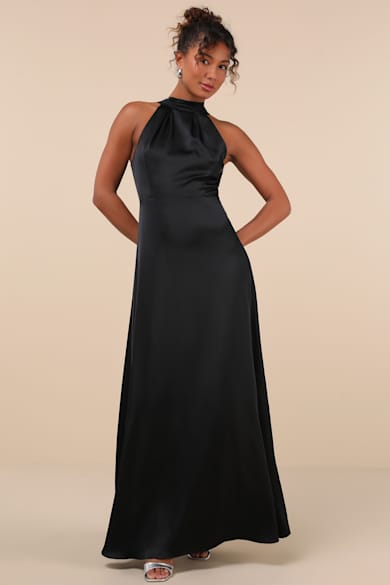 Rylie Slate Blue Pleated Backless Maxi Dress