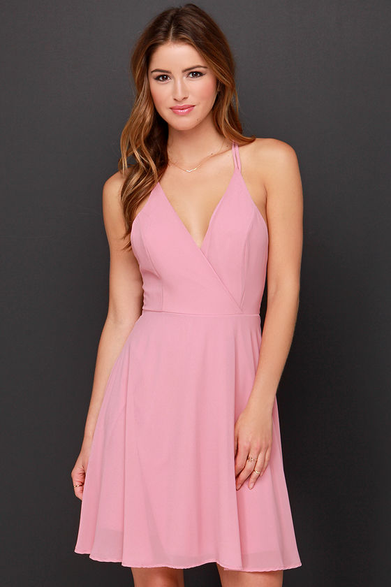 Cute Pink Dress - Blush Pink Dress - Surplice Dress - $40.00 - Lulus