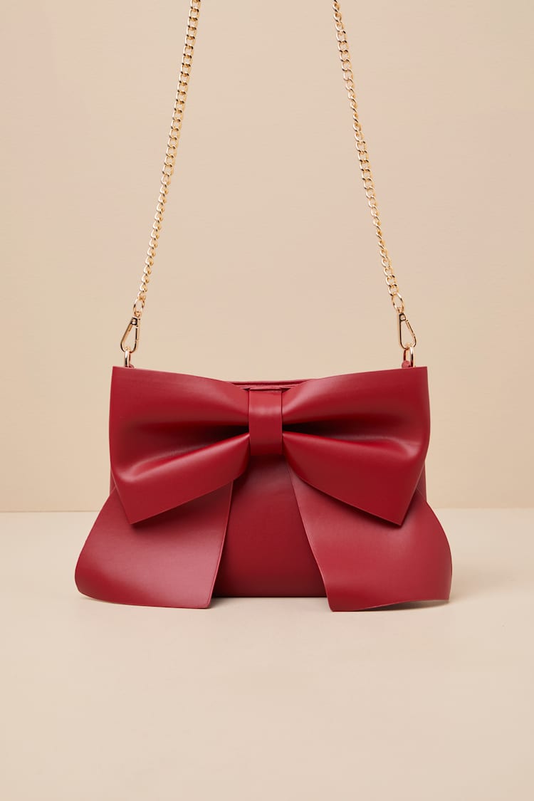Red Bow Bag - Crossbody Bag - Bow Crossbody Bag - Chain Bag  display picture 3
