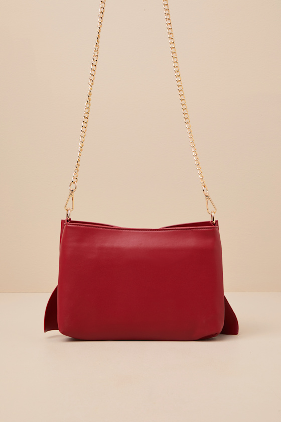 LULUS COMPELLINGLY CHIC RED BOW CROSSBODY BAG