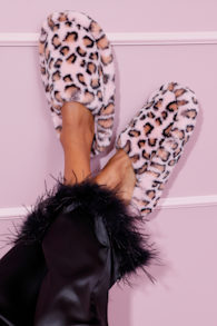 Socozee Mauve Multi Leopard Faux Fur Flatform Slippers 6