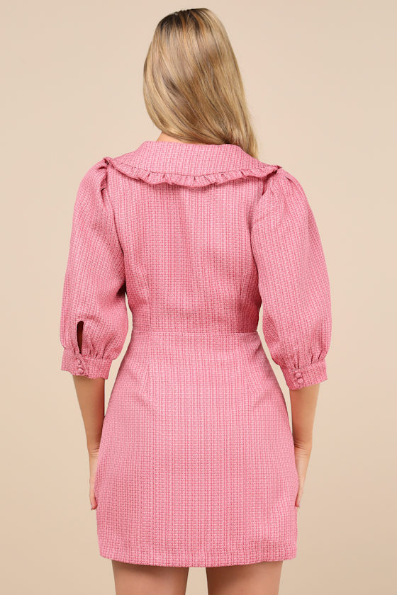 Rayenna Pink Tweed Tie-Front Mini Dress 2