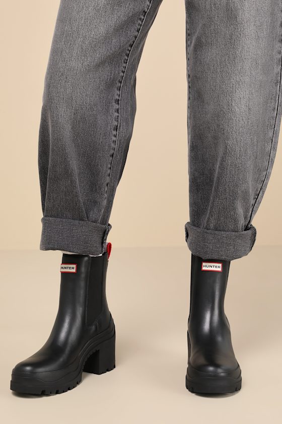 Miana Black Platform Waterproof Leather Ankle Boots 1