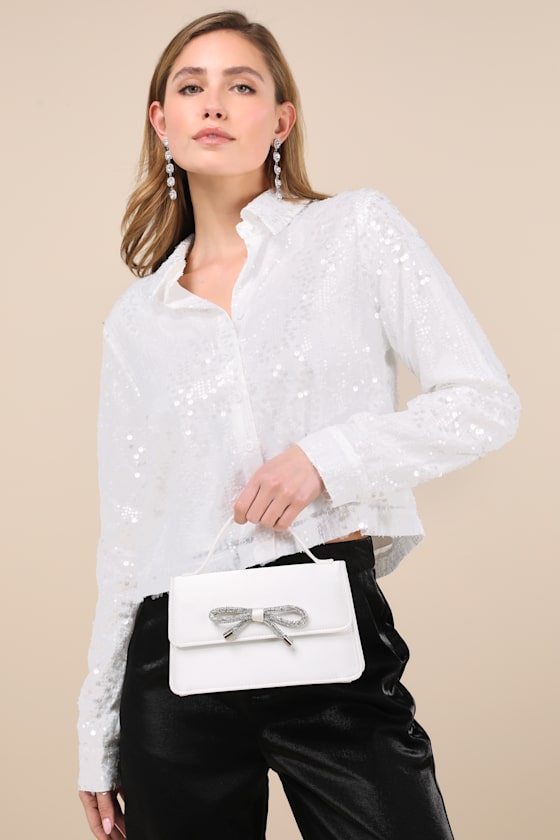 Bowie Ivory Satin Mini Handbag 1
