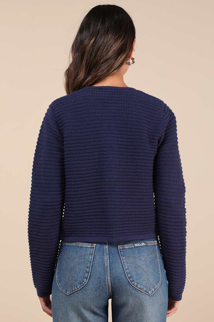Coziest Chic Navy Textured Cardigan