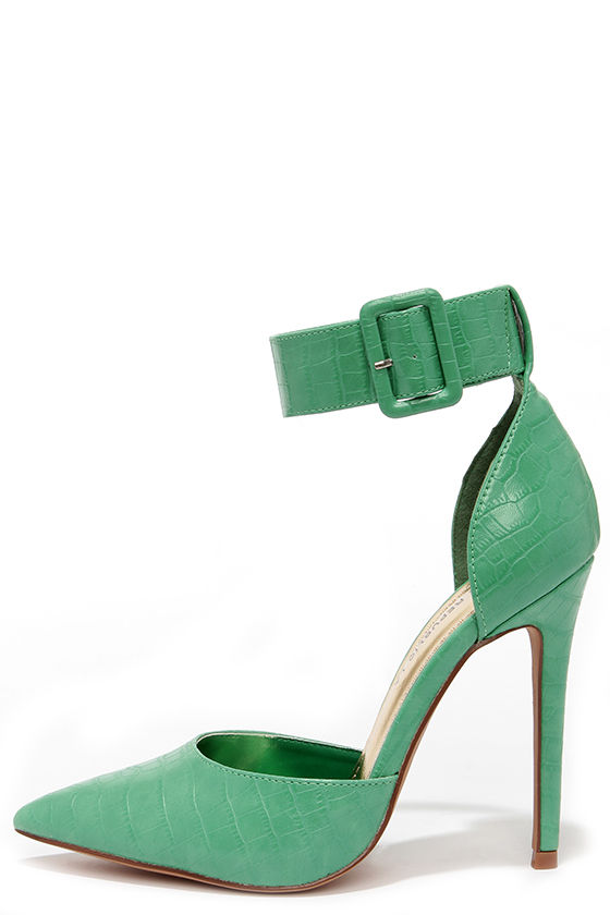 off white green heels