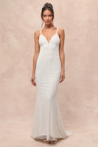 Stunning Vow White Beaded Sequin Maxi Dress 4