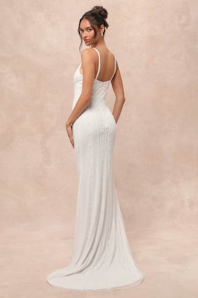 floral print sweetheart neck lace up backless ruffle trim dress Romantic Lace Wedding Dresses Mermaid Backless Charming Noivas DW570 –  TANYA BRIDAL main image 1