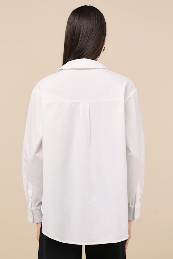 Daisy Street Chic Flourishment White Embroidered Button-up Top In White