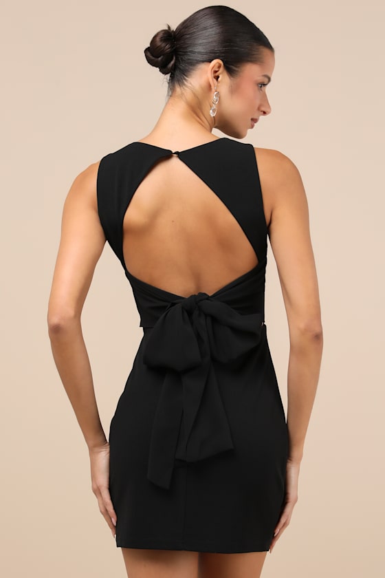 Confident Cutie Black Tie-Back Sleeveless Mini Dress 4