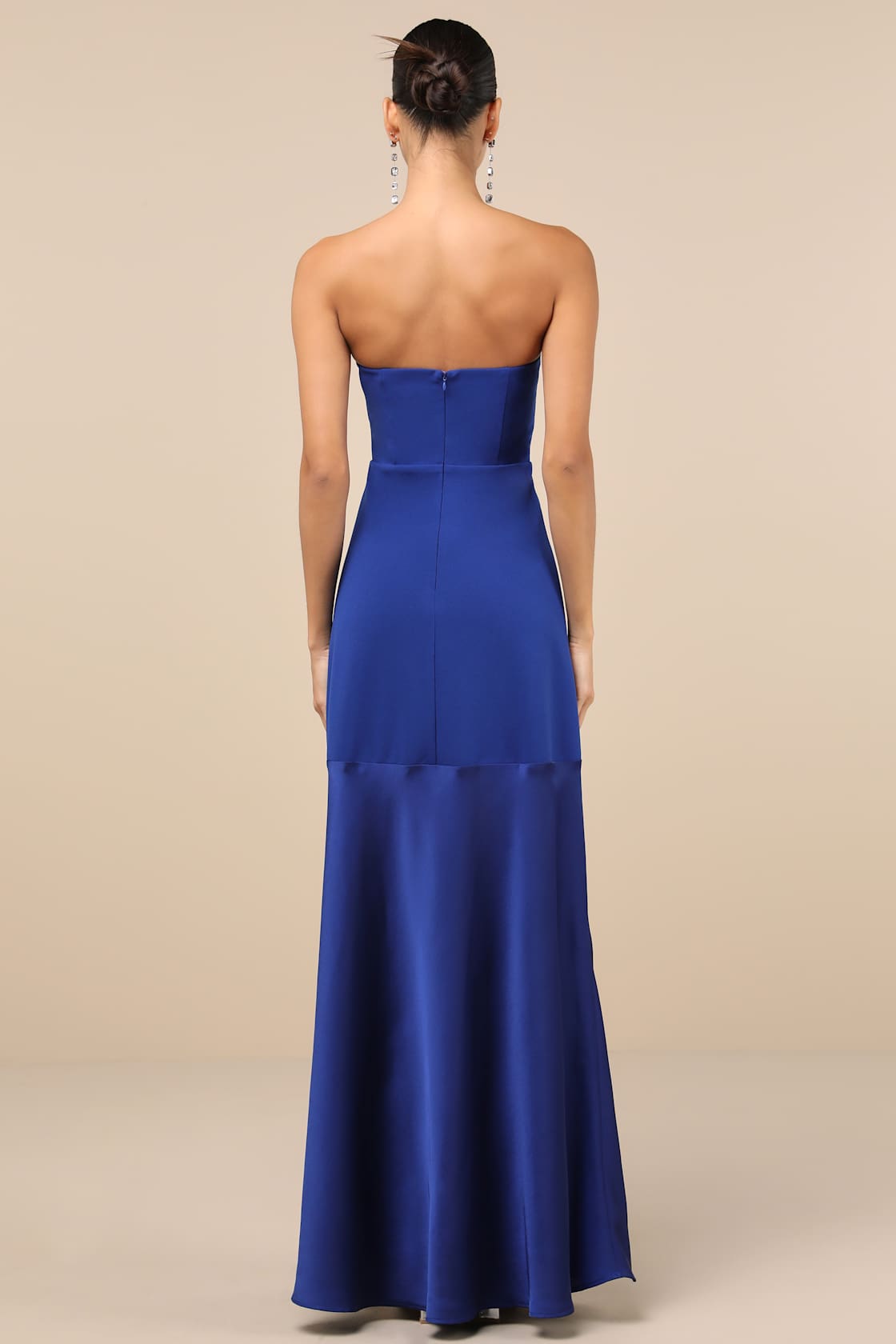 Compelling Style Royal Blue Strapless A-Line Maxi Dress