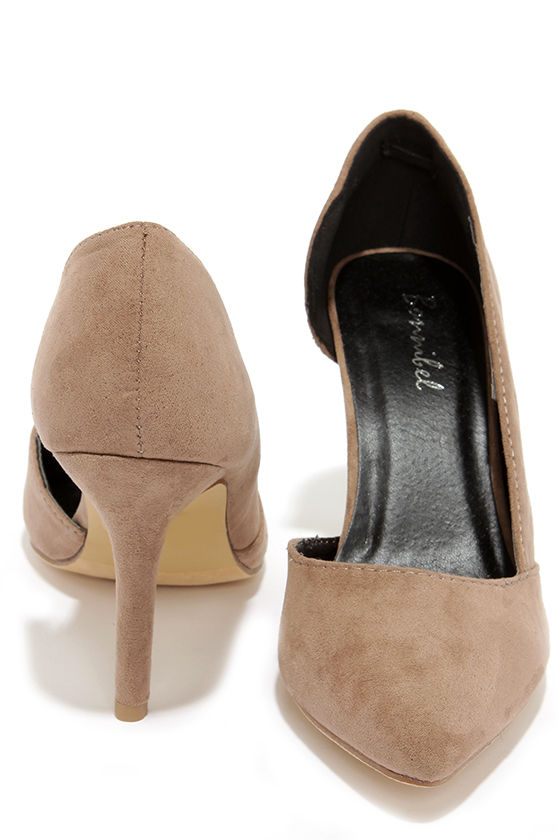 taupe pumps suede