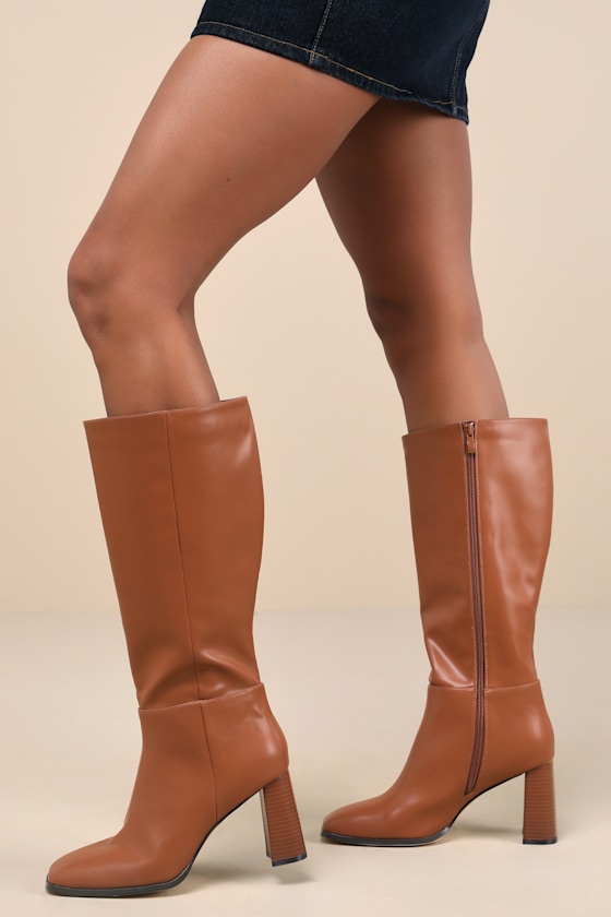 Reelee Tan Square Toe Knee-High Boots 1