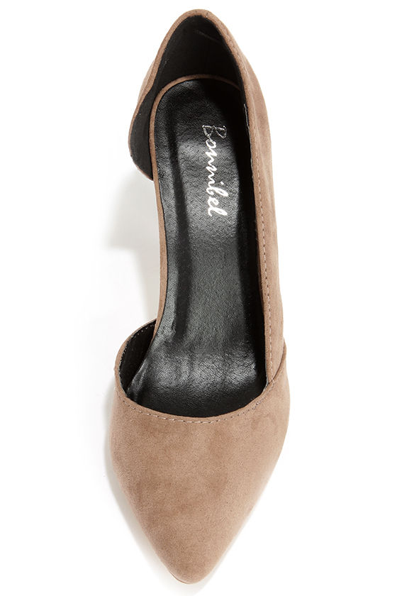 Cute Taupe Heels - Taupe Pumps - Suede Pumps - D'Orsay Pumps - $27.00