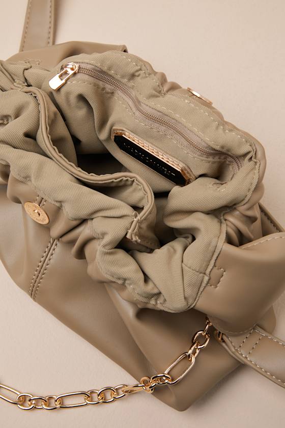 Shop Lulus Majken Olive Green Vegan Leather Chain Crossbody Bag