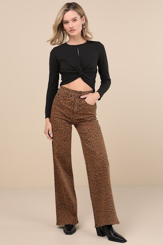 Lulus Flirty Possibility Black Twist-front Crop Top In Black