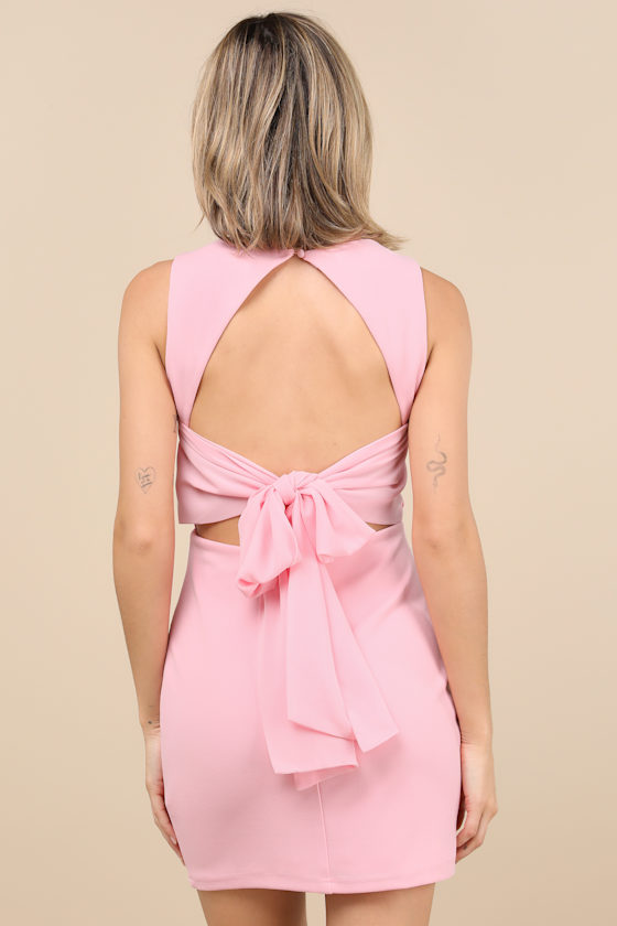 Lulus Confident Cutie Light Pink Tie-back Sleeveless Mini Dress In Light Pink