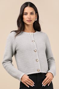 Coziest Chic Grey Textured Cardigan