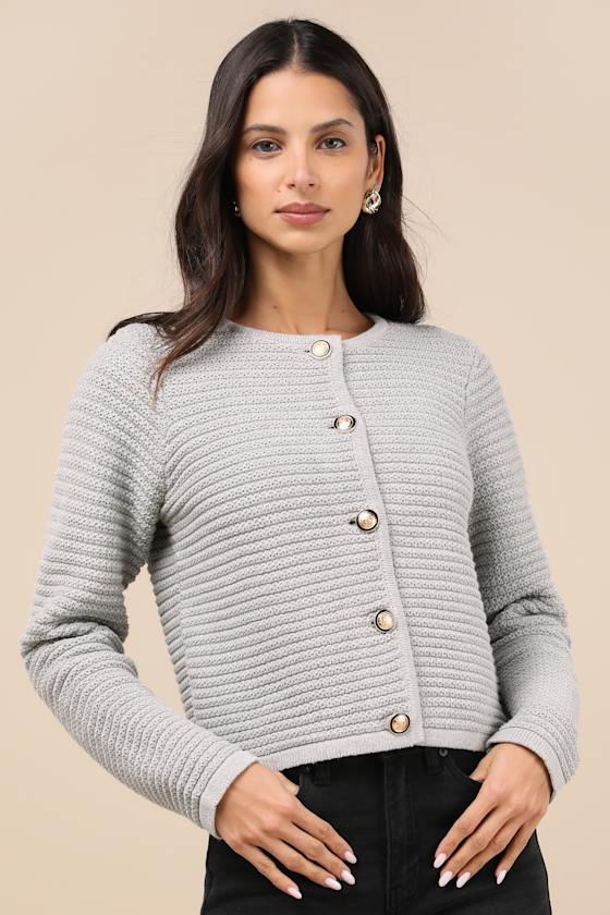 Coziest Chic Grey Textured Cardigan 2