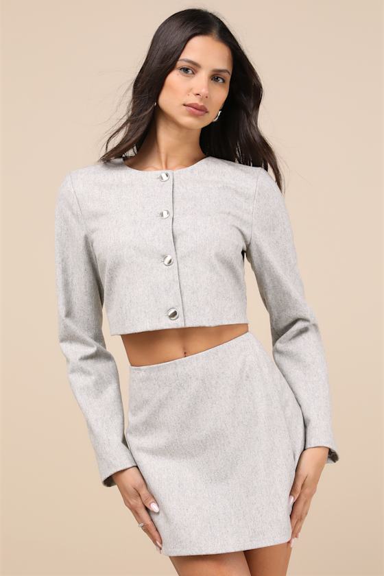 Preppy Pursuit Heather Grey Two-Piece Long Sleeve Mini Dress 2