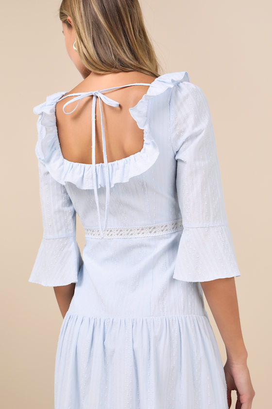 Lulus Meadowlark Light Blue Tiered Midi Dress In Light Blue