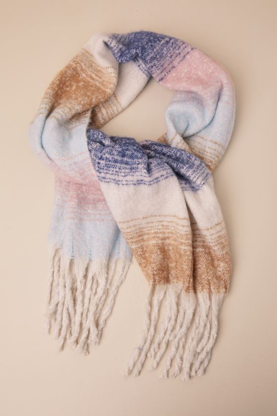 Snowy Escape Multi Striped Blanket Scarf 1