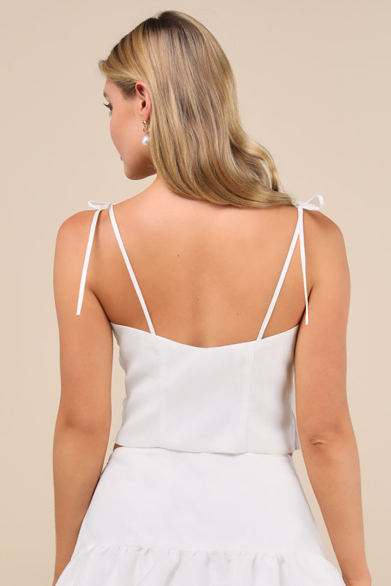 Angelic Perfection White Taffeta 3D Floral Applique Top 3